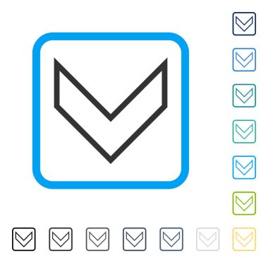 Çerçeveli vektör simgesi aşağı ok ucu