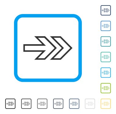 Yön sağ vektör simge çerçeveli