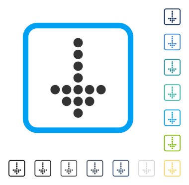 Noktalı ok aşağı çerçeveli vektör simgesi
