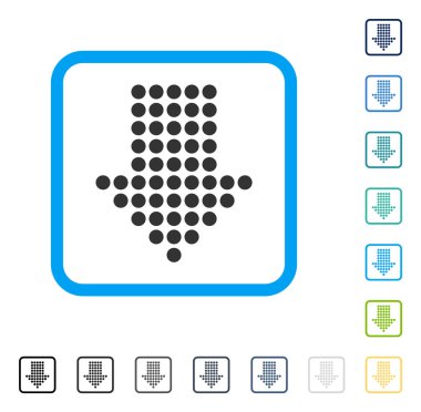 Noktalı ok aşağı çerçeveli vektör simgesi