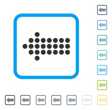 Noktalı ok sol vektör simge çerçeveli