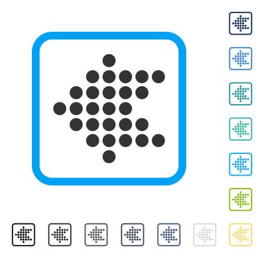 Noktalı ok sol vektör simge çerçeveli