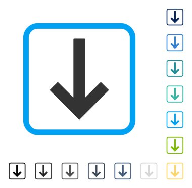 Aşağı ok vektör simge çerçeveli