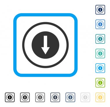 Aşağı yönlü ok vektör simge çerçeveli