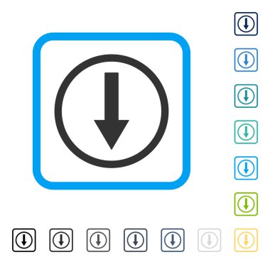 Aşağı yönlü ok vektör simge çerçeveli