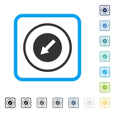 Vektör simgesi aşağı sol yönlü ok çerçeveli