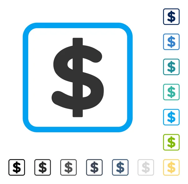 Dollar gerahmte Vektorsymbole — Stockvektor