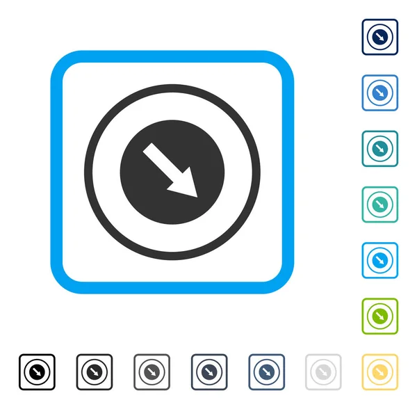 Seta arredondada para baixo-direita moldado ícone do vetor — Vetor de Stock