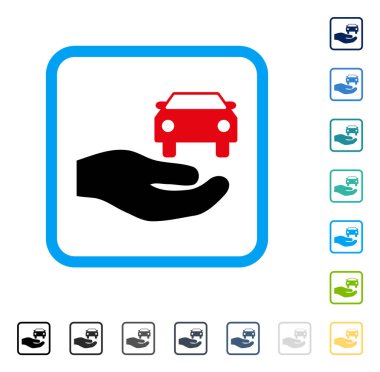 Araba hediye el vektör simge çerçeveli