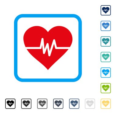 Vektör simgesi kalp nabız çerçeveli