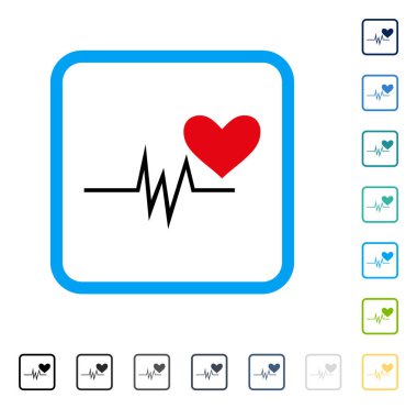 Vektör simgesi kalp nabız sinyal çerçeveli