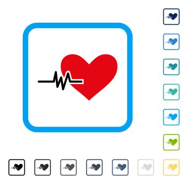Vektör simgesi kalp nabız çerçeveli