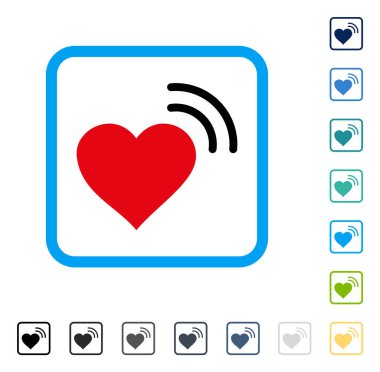 Vektör simgesi kalp radyo sinyali çerçeveli