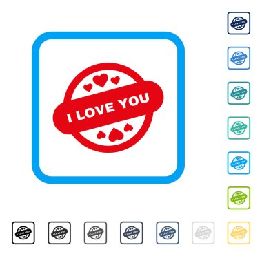 Damga mühür çerçeveli vektör simge Seniseviyorum