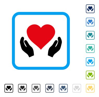 Aşk eller vektör simge çerçeveli