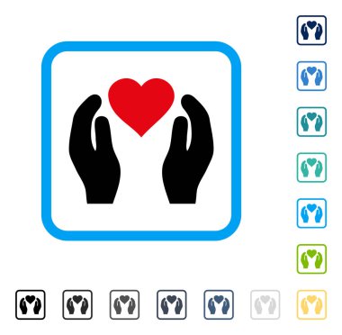 Aşk eller vektör simge çerçeveli