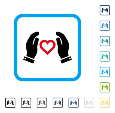 Aşk eller vektör simge çerçeveli