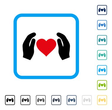 Aşk eller vektör simge çerçeveli