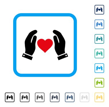 Aşk eller vektör simge çerçeveli