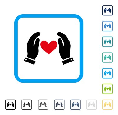 Aşk kalp eller vektör simge çerçeveli