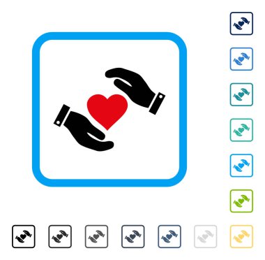 Aşk kalp eller vektör simge çerçeveli