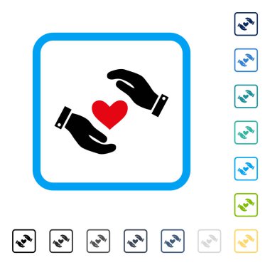 Aşk kalp eller vektör simge çerçeveli