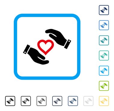 Aşk kalp eller vektör simge çerçeveli