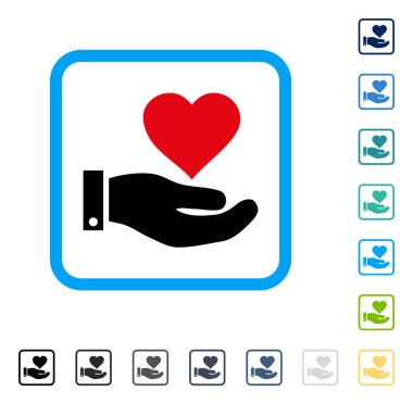 Aşk kalp teklif el vektör simge çerçeveli