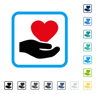 Aşk kalp teklif el vektör simge çerçeveli