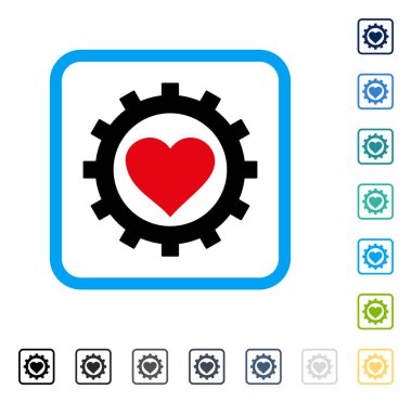 Aşk kalp seçenekleri dişli vektör simge çerçeveli