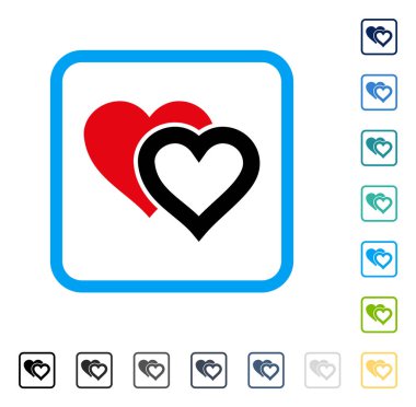 Sevgi kalpleri vektör simge çerçeveli