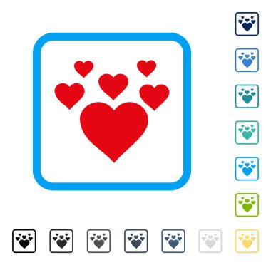 Güzel kalpler vektör simge çerçeveli