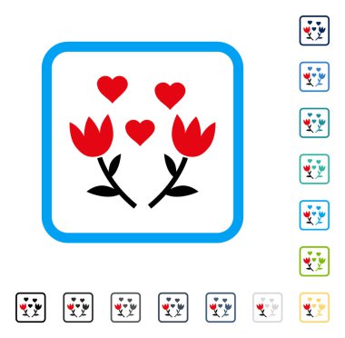 Vektör simge güzel Lale çiçek çerçeveli