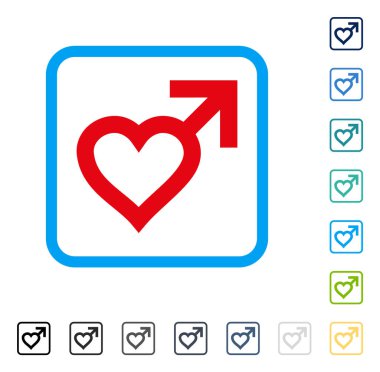 Erkek kalp vektör simge çerçeveli