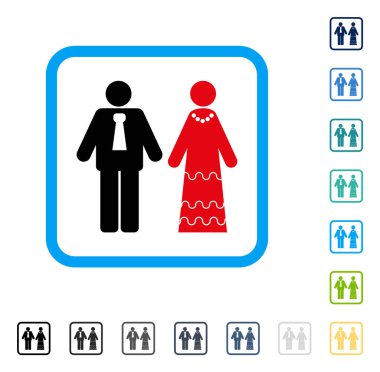 Yeni evliler vektör simge çerçeveli