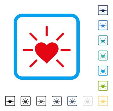 Parlak aşk kalp vektör simge çerçeveli