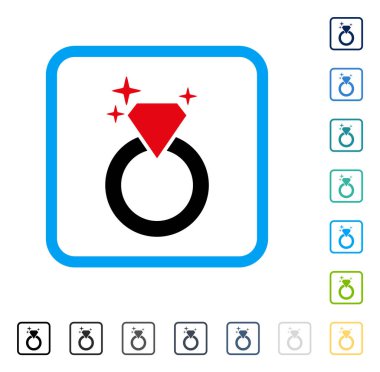 Elmas yüzük çerçeveli vektör simge ışıltı