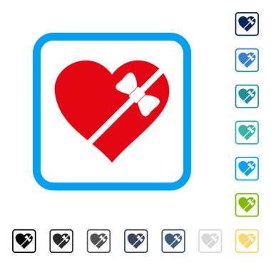 Bağlı aşk kalp vektör simge çerçeveli