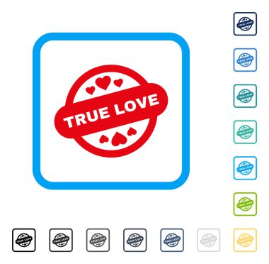 Gerçek aşk damga mühür vektör simge çerçeveli