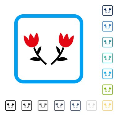 Vektör simgesi Lale çiçek çerçeveli