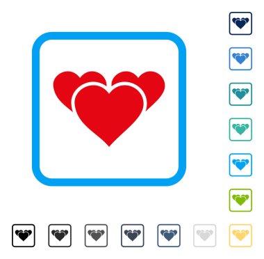 Sevgililer günü kalpleri vektör simge çerçeveli