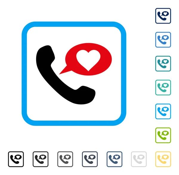 Love Phone Message Framed Vector Icon — Stock Vector