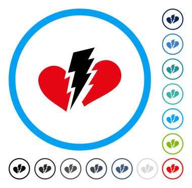 Kırık kalp yuvarlak vektör simgesi