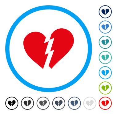 Kırık kalp yuvarlak vektör simgesi