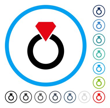 Elmas yüzük yuvarlak vektör simgesi