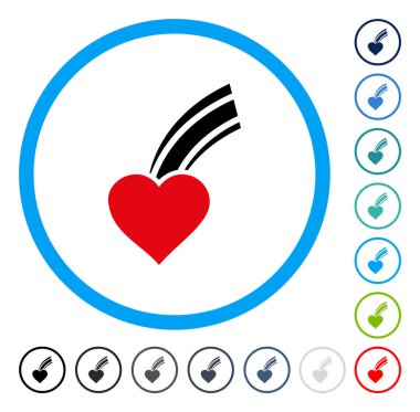 Düşen kalp yuvarlak vektör simgesi