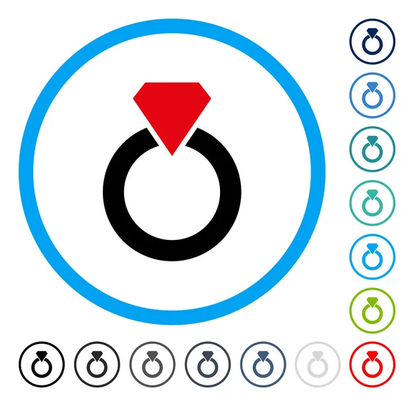 Elmas yüzük yuvarlak vektör simgesi