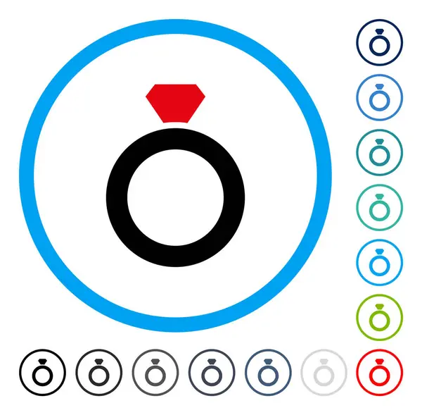 Elmas yüzük yuvarlak vektör simgesi