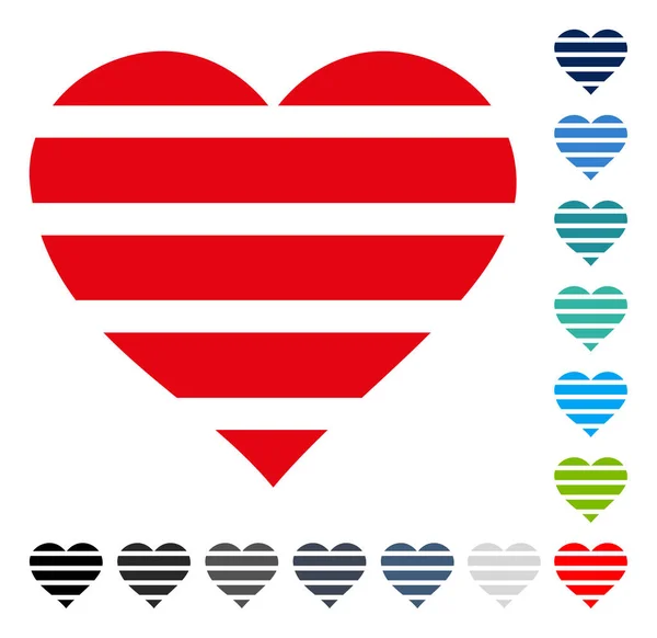 Striped Love Heart Vector Icon — Stock Vector
