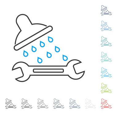 Duş sıhhi tesisat vektör kontur simgesini